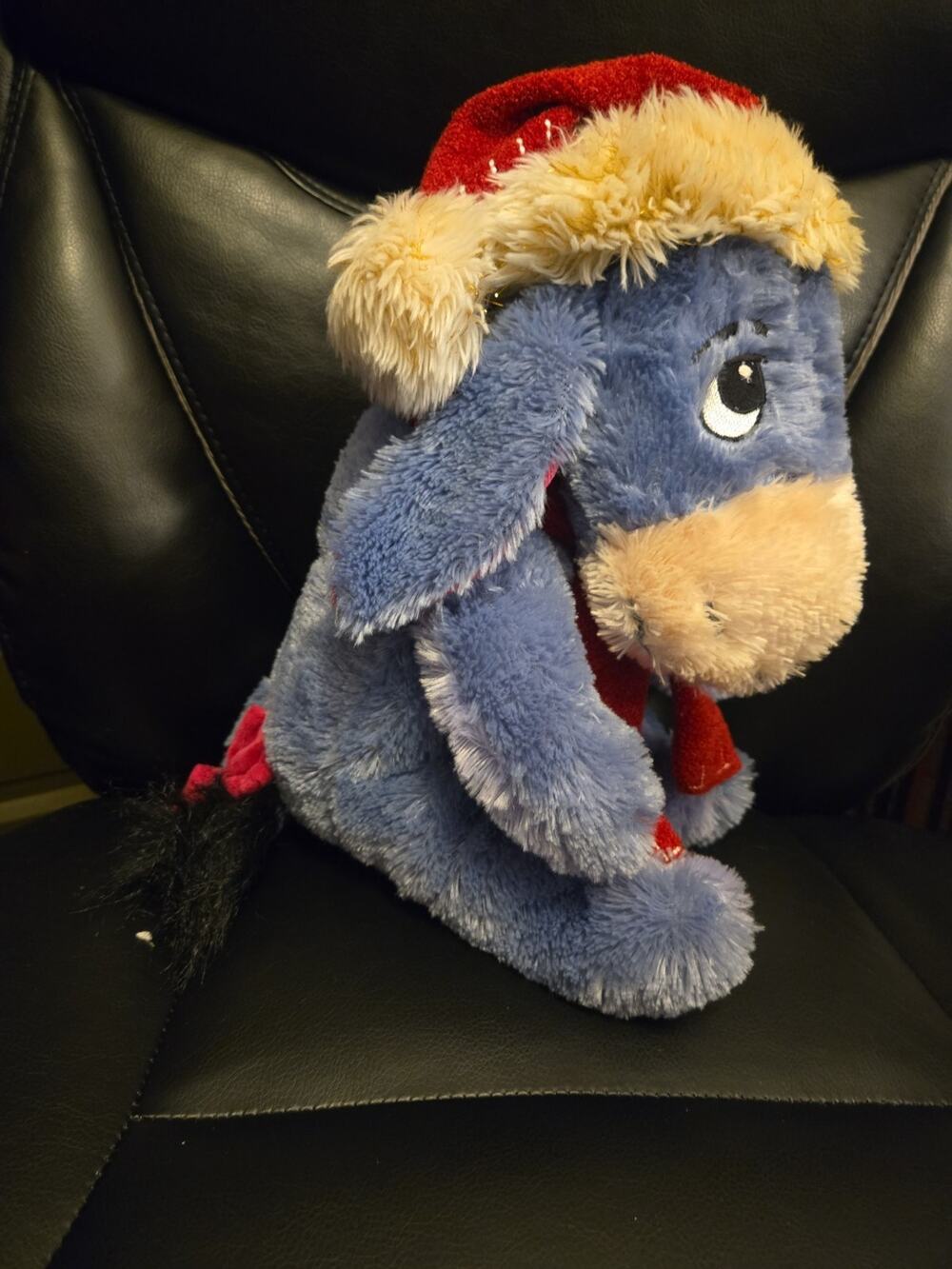 Disney Store Eeyore Christmas Plush 12" Winnie the Pooh Santa Hat Scarf Holiday